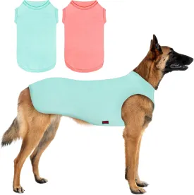 2-Piece Dog Shirts, Soft & Cool Tank Top, Breathable Pet Apparel, Summer Sleeveless Sweatshirt for Medium-Large Pets - Light Blue Candy Pink (L)
