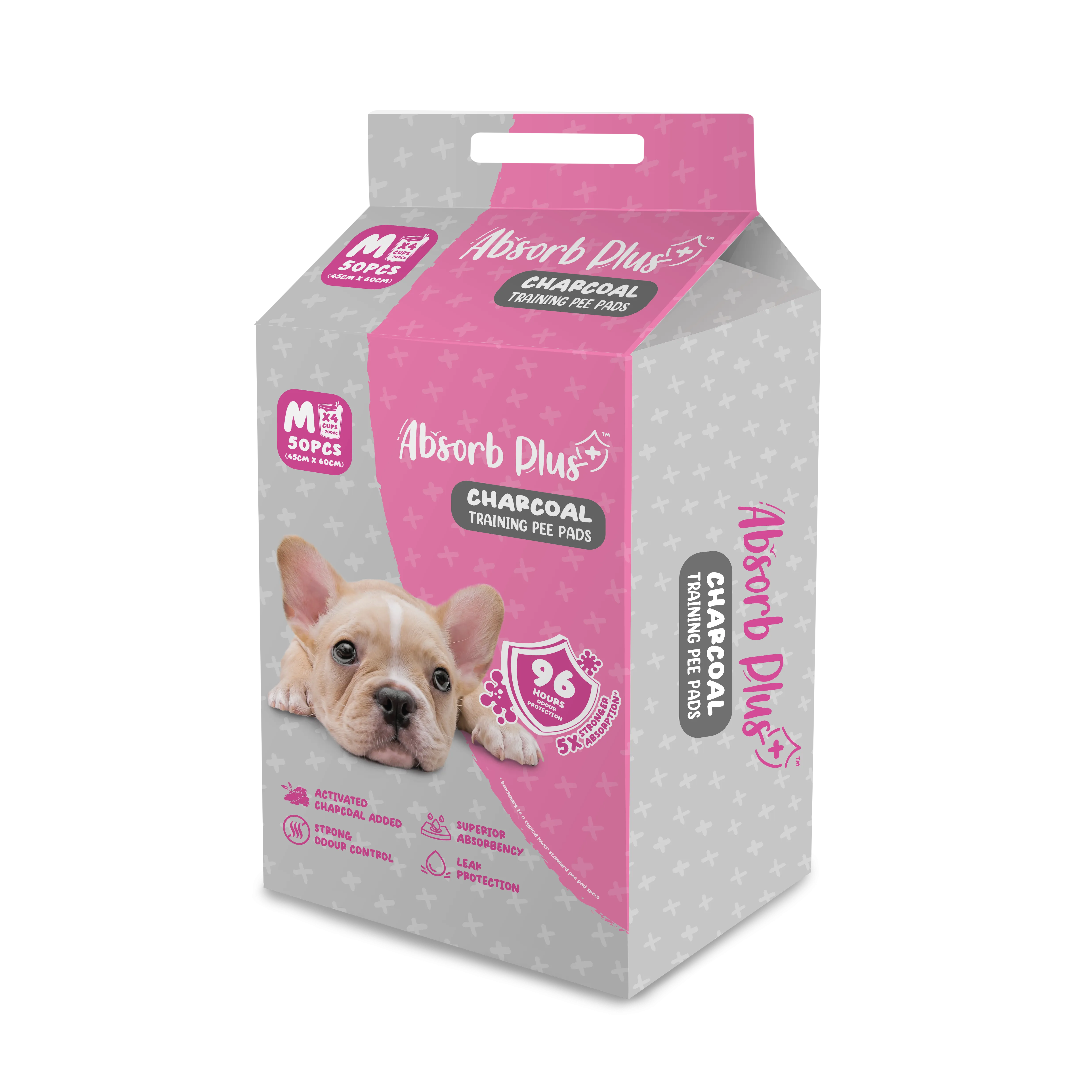 Absorb Plus Charcoal Pee Pad Pet Sheets - M (50pcs) | 45cm x 60cm