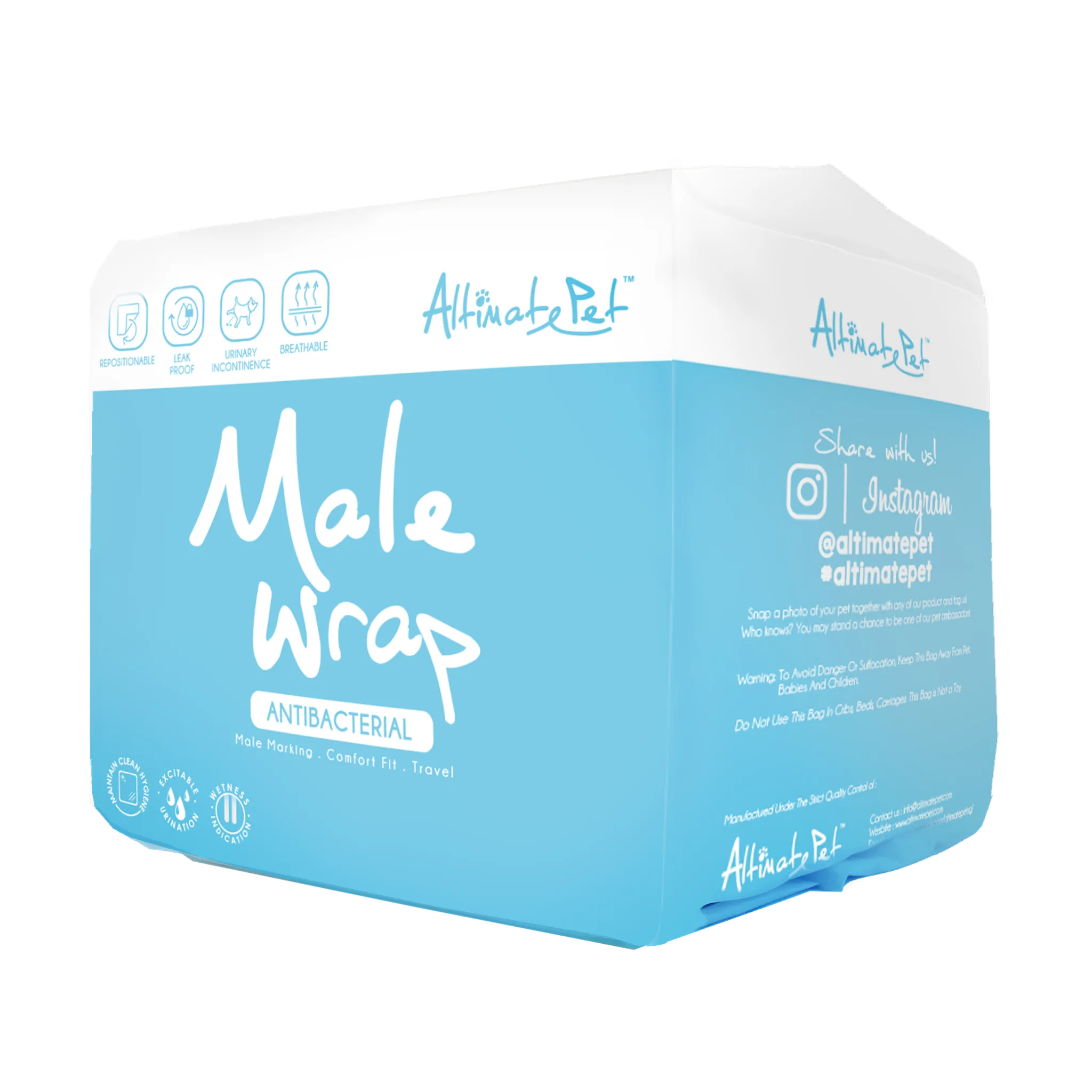 Altimate Pet Antibacterial Disposable Male Wraps (5 Sizes)