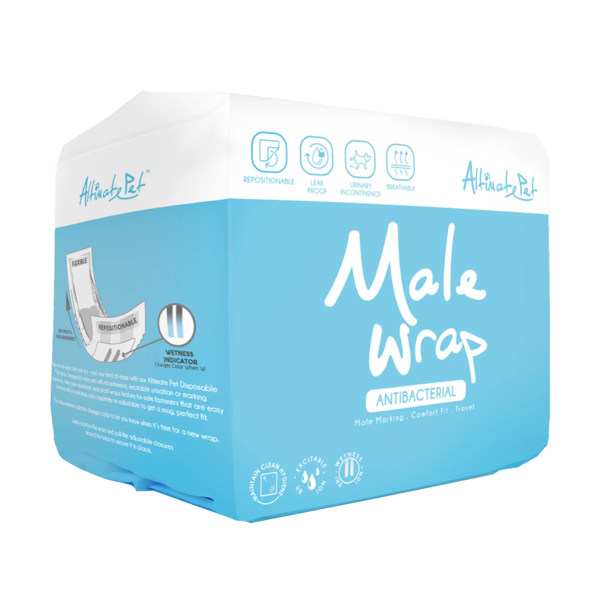 Altimate Pet Antibacterial Disposable Male Wraps (5 Sizes)