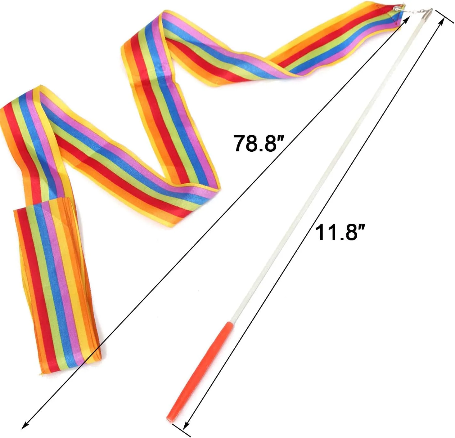 ANCIRS 4 Pack 2-Meter Dance Ribbons, Rainbow Streamers Rhythmic Gymnastics Ribbon, Baton Twirling Wands on Sticks for Artistic Dancing