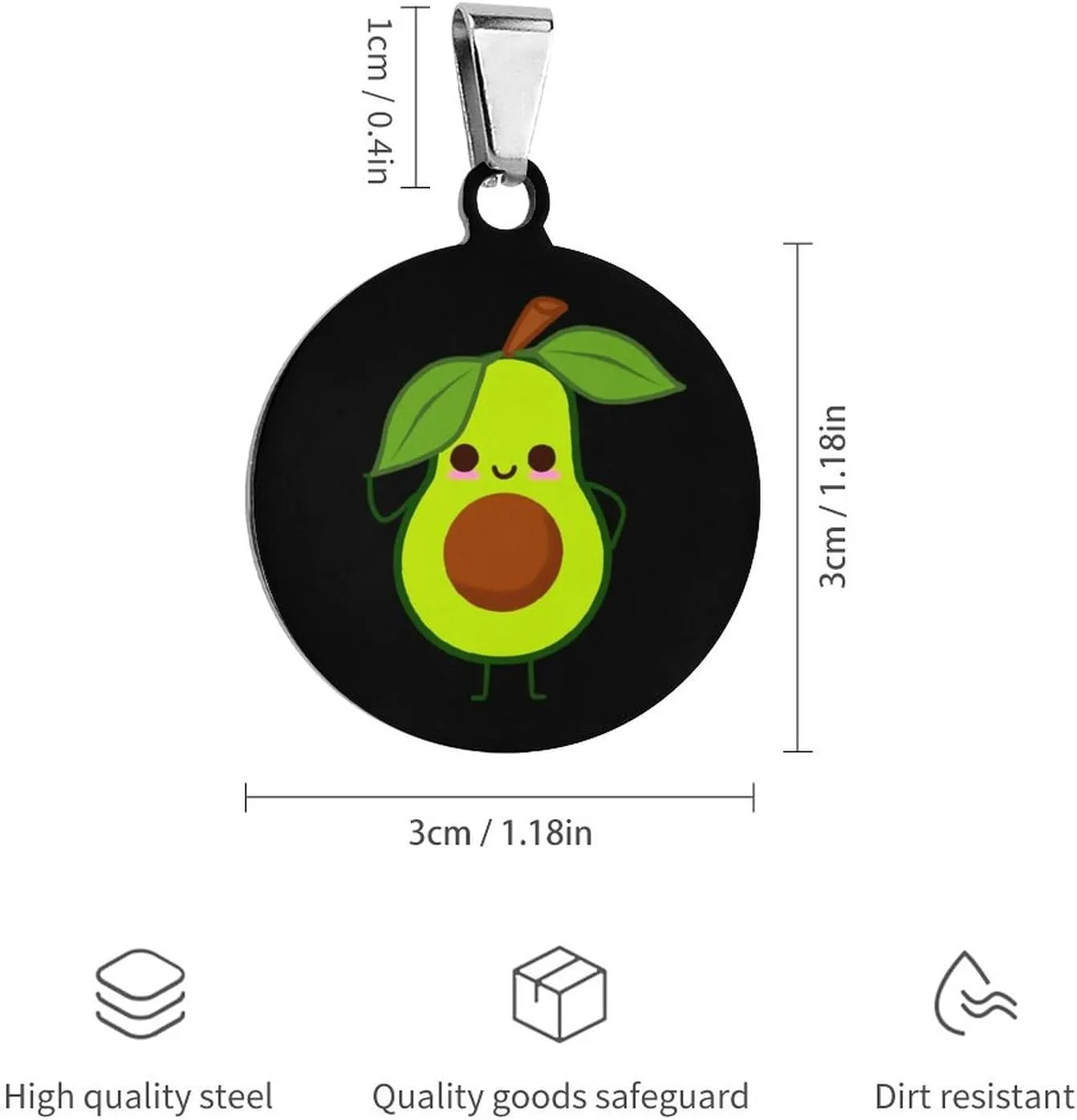 Avocado Fruit Stainless Steel Pet ID Tags Personalized Dog and Cat Tags Cute Collar Tags Circular