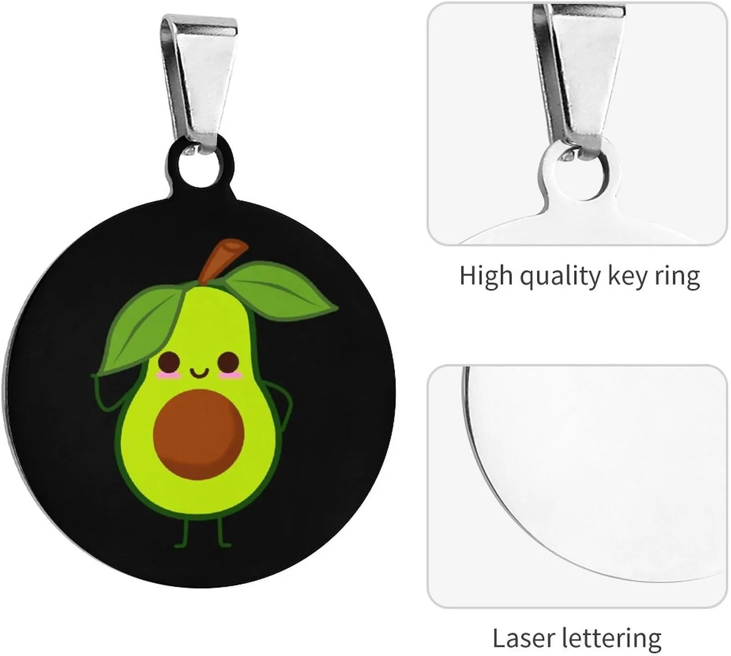 Avocado Fruit Stainless Steel Pet ID Tags Personalized Dog and Cat Tags Cute Collar Tags Circular