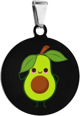 Avocado Fruit Stainless Steel Pet ID Tags Personalized Dog and Cat Tags Cute Collar Tags Circular
