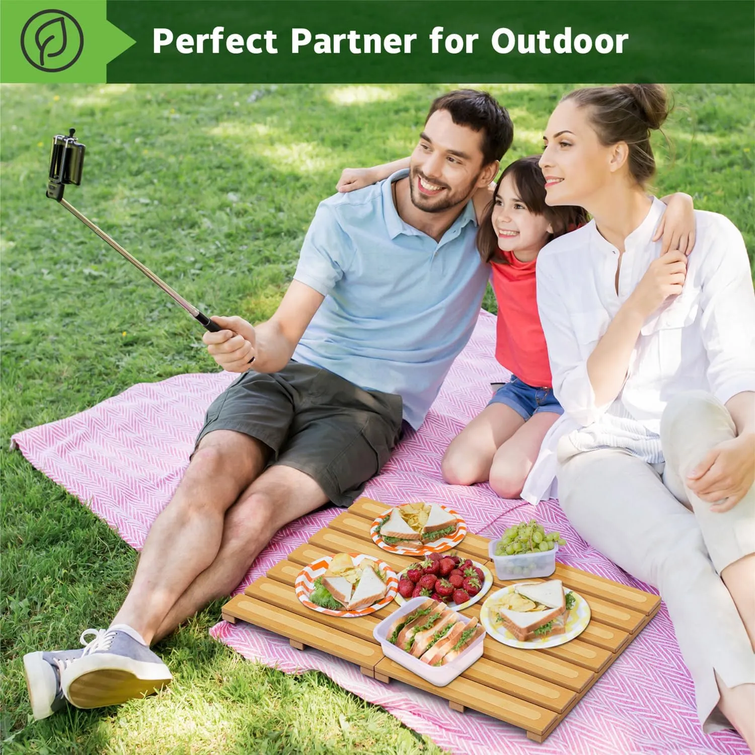 Bamboo Bath Mat for Shower, Dual Anti-Slip for Surface & Bottom, Waterproof Foldable Shower Mat, Easy to Carry and Storage, Perfect for Indoor Outdoor  Natural, 26.7716.141.14 Inches