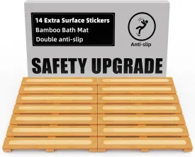 Bamboo Bath Mat for Shower, Dual Anti-Slip for Surface & Bottom, Waterproof Foldable Shower Mat, Easy to Carry and Storage, Perfect for Indoor Outdoor  Natural, 26.7716.141.14 Inches