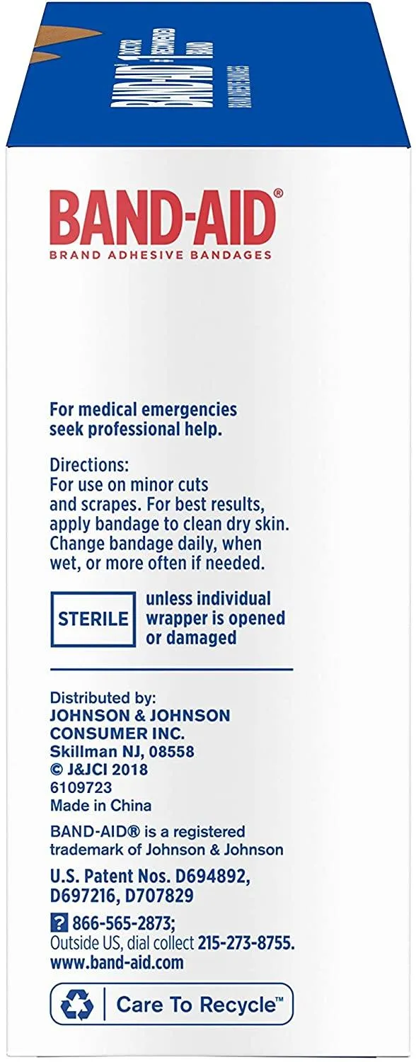 Band-Aid Brand Flexible Fabric Adhesive Bandages for Wound Care & First Aid, Assorted Sizes, 100 ct, Beige