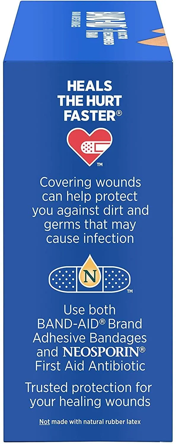Band-Aid Brand Flexible Fabric Adhesive Bandages for Wound Care & First Aid, Assorted Sizes, 100 ct, Beige