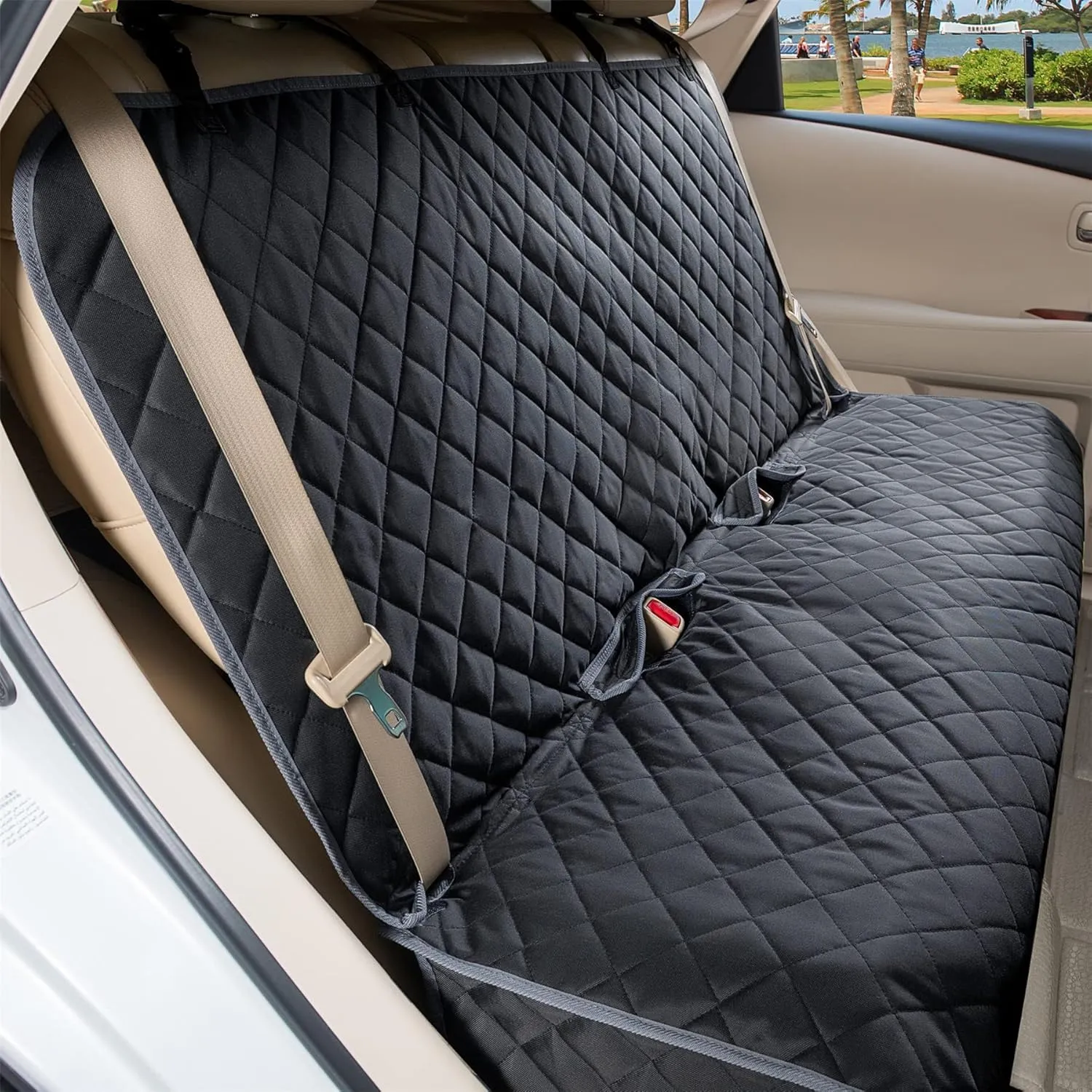 Bench Car Seat Cover Protector - Waterproof, Heavy-Duty and Nonslip Pet Car Seat Cover for Dogs with Universal Size Fits for Vehicles, Trucks & SUVs