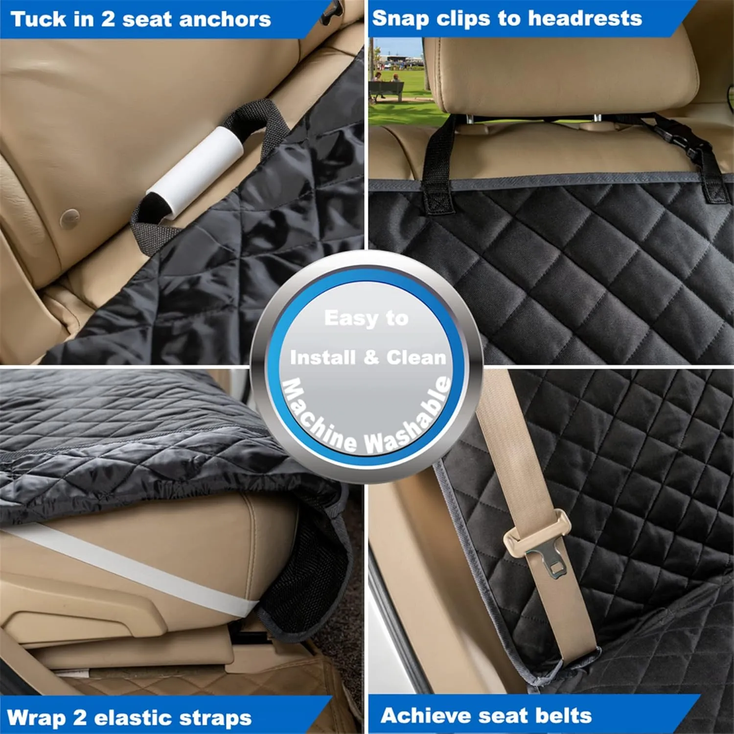 Bench Car Seat Cover Protector - Waterproof, Heavy-Duty and Nonslip Pet Car Seat Cover for Dogs with Universal Size Fits for Vehicles, Trucks & SUVs