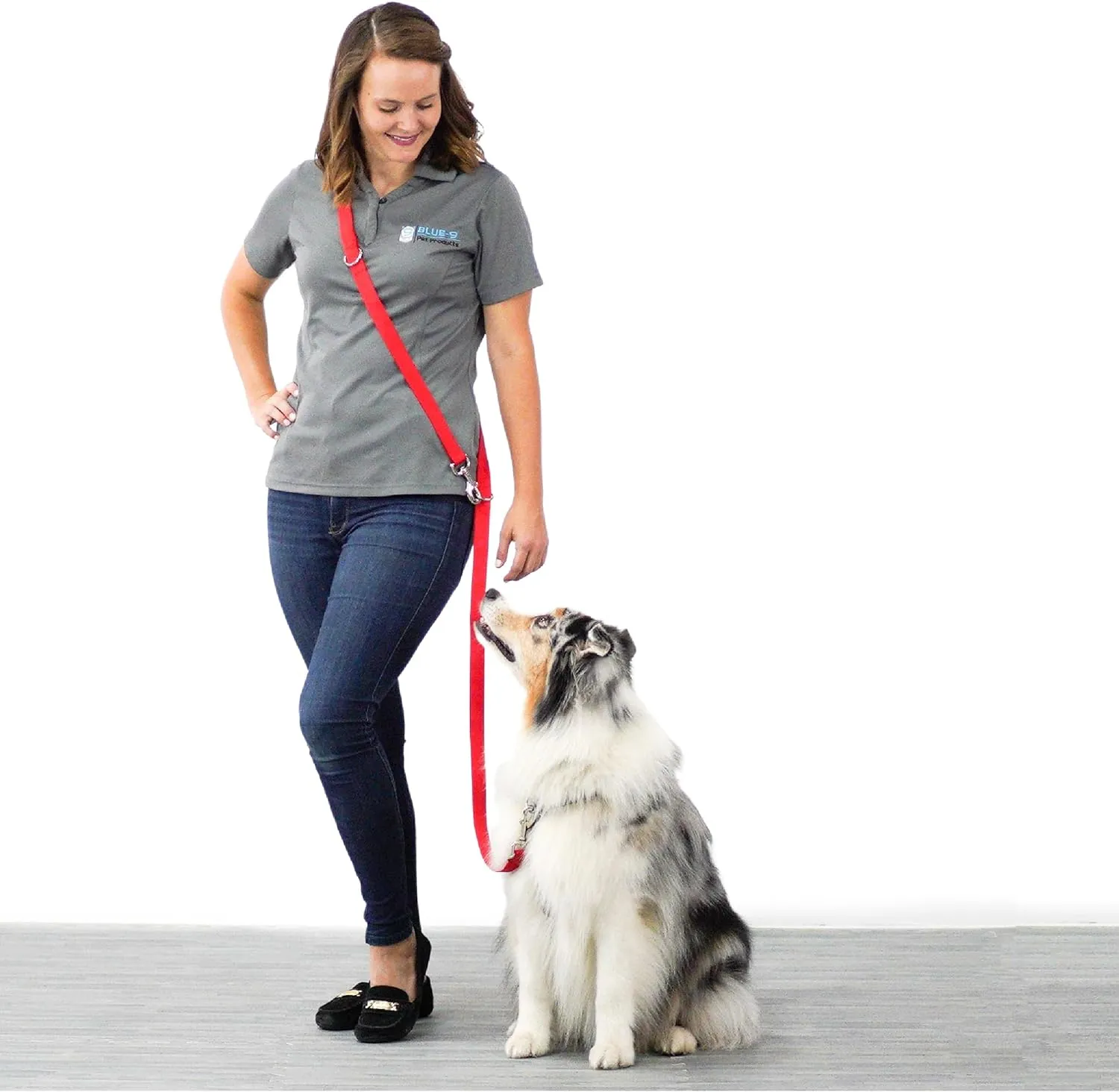 Blue-9 Multi-Function Hands Free Dog Leash, Double Attachment 6 Foot Adjustable Lead for Obedience, Running, and Agility Training, Made in The USA, Sky Blue, Medium/Large