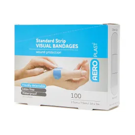 Blue Visual Dressing Strips Wide 7.5cm x 2.5cm (100)