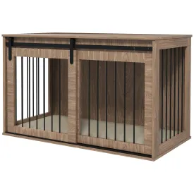 Dog Crate Furniture with Removable Cushion for XL Dogs 118 x 60 x 73 cm Brown