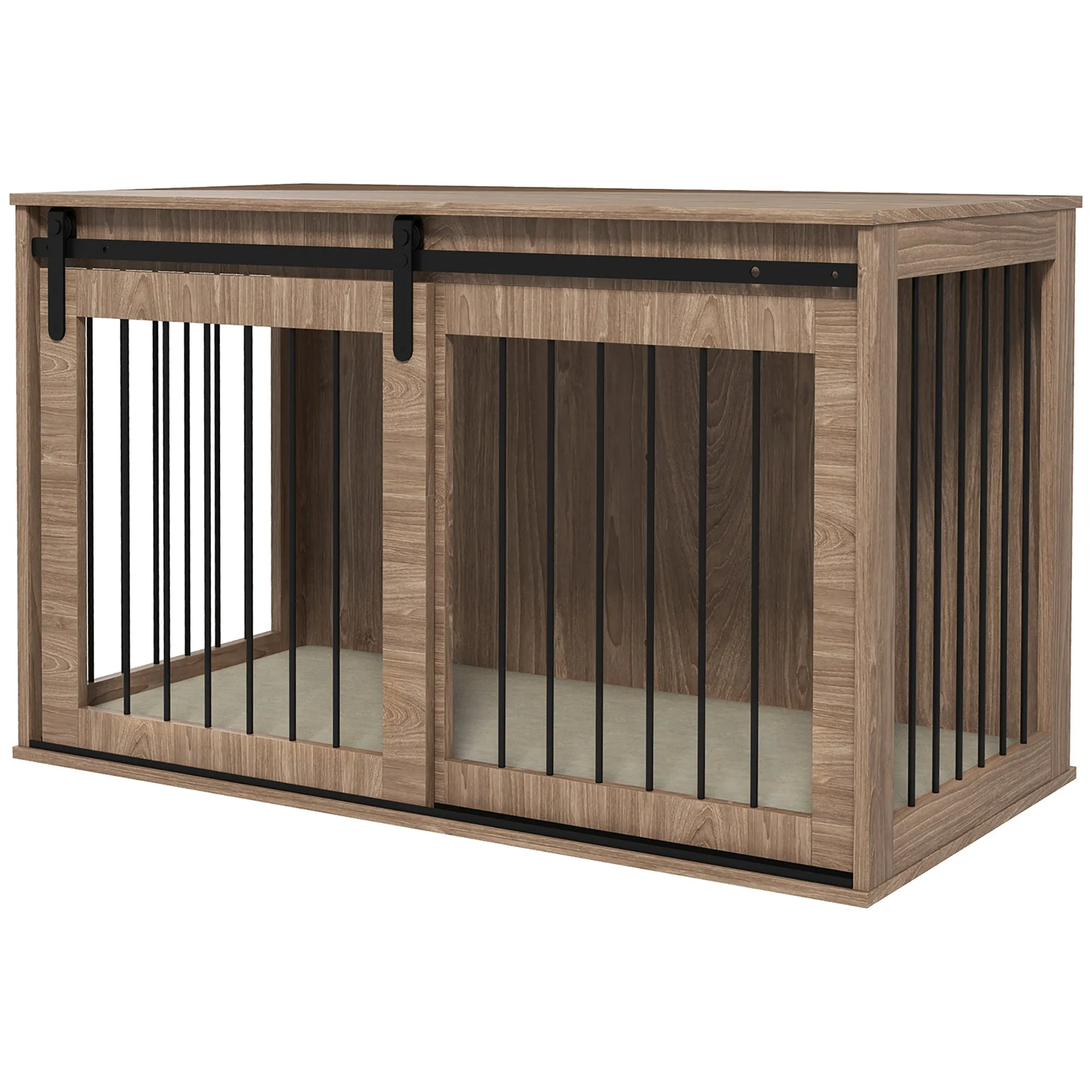 Dog Crate Furniture with Removable Cushion for XL Dogs 118 x 60 x 73 cm Brown