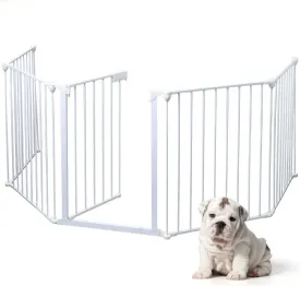 Dog Playpen Indoor, Stress-Free and Safe Play, 24 Inch Pet Pen with Door for Puppies Small Medium Dogs, Easy Assemble, Foldable, Customizable (5 Panels - White)