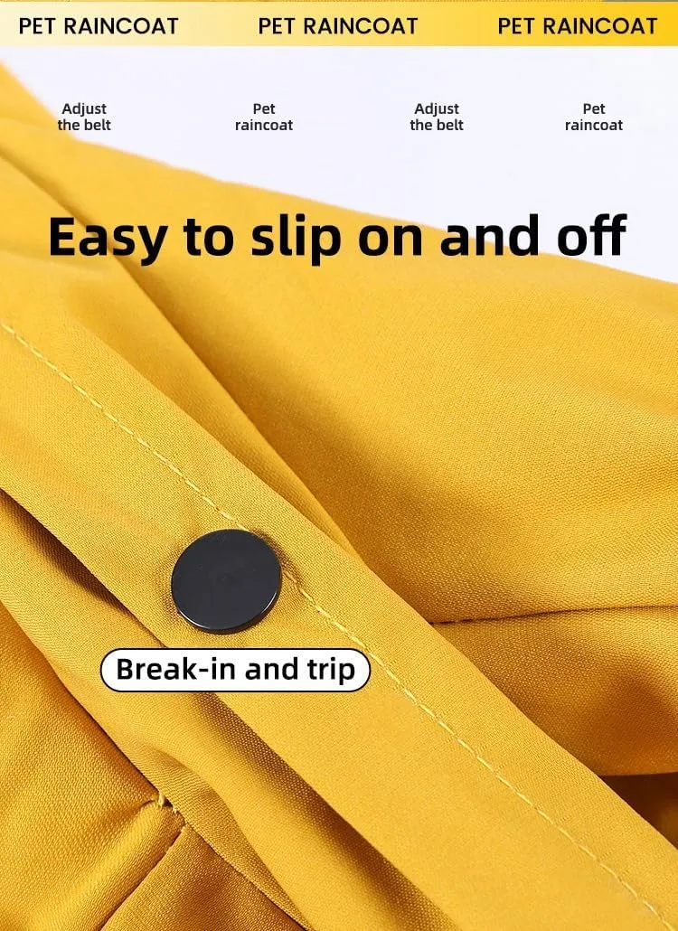 Dog Raincoat, 4 Legs Dog Rain Jacket with Hood, Traction D Ring and Reflective Strips for Small Dogs (Yellow, Small)