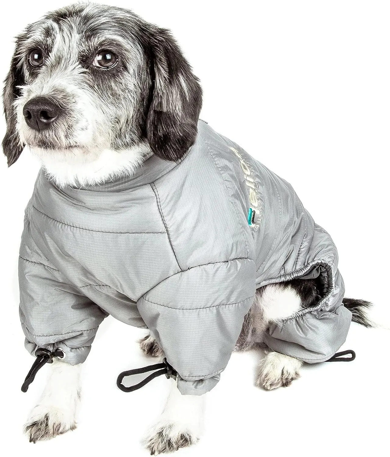 DOGHELIOS 'Thunder-Crackle' Full-Body Bodied Waded-Plush Adjustable and 3M Reflective Pet Dog Jacket Coat w/ Blackshark Technology, Medium, Grey