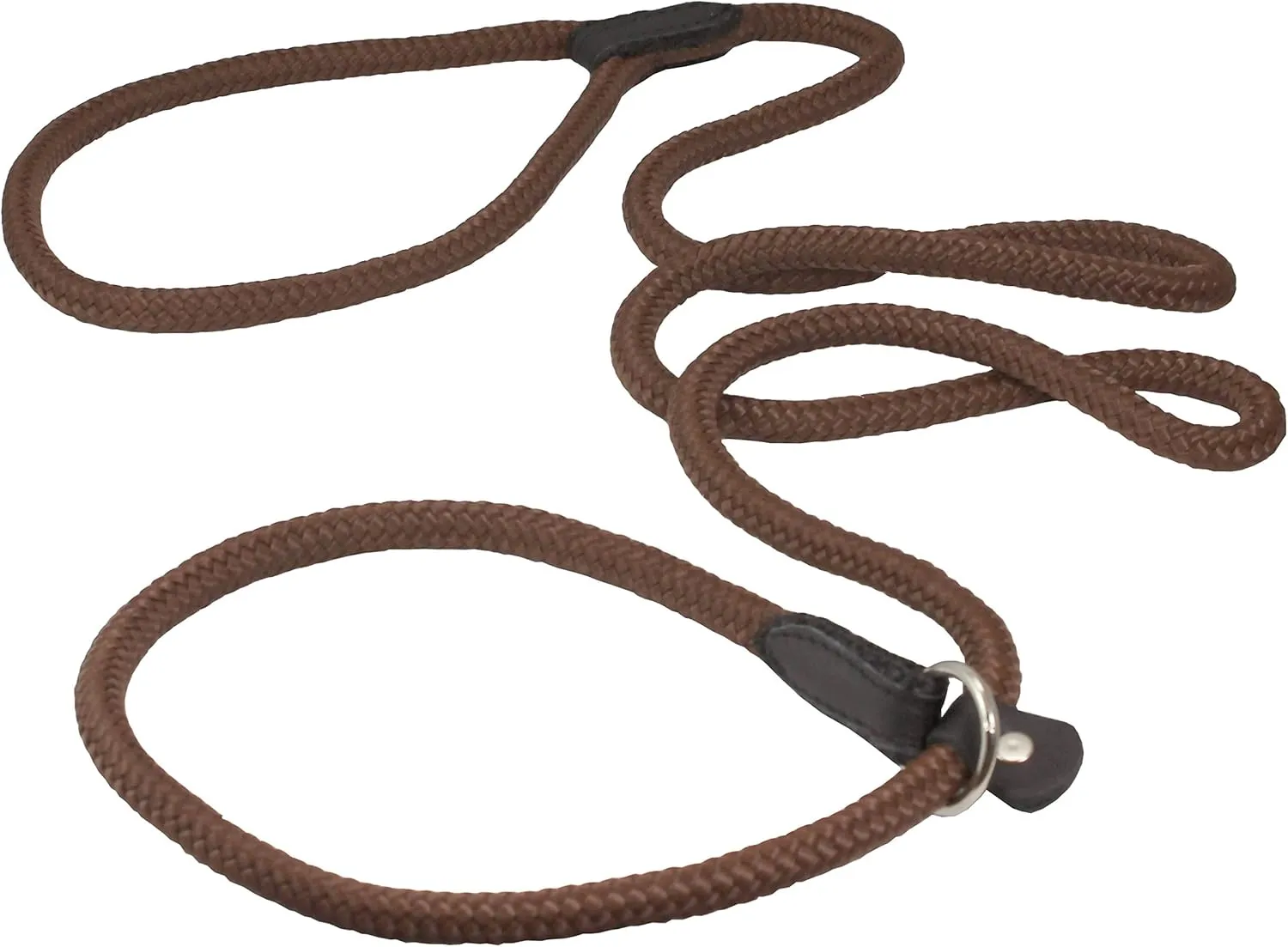 Dogs My Love Nylon Rope Slip Dog Lead Collar and Leash British Style 4ft Long (Small: 1/4" (6mm), Brown)