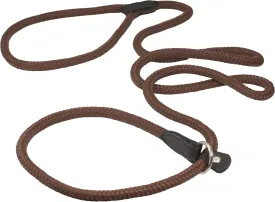 Dogs My Love Nylon Rope Slip Dog Lead Collar and Leash British Style 4ft Long (Small: 1/4" (6mm), Brown)
