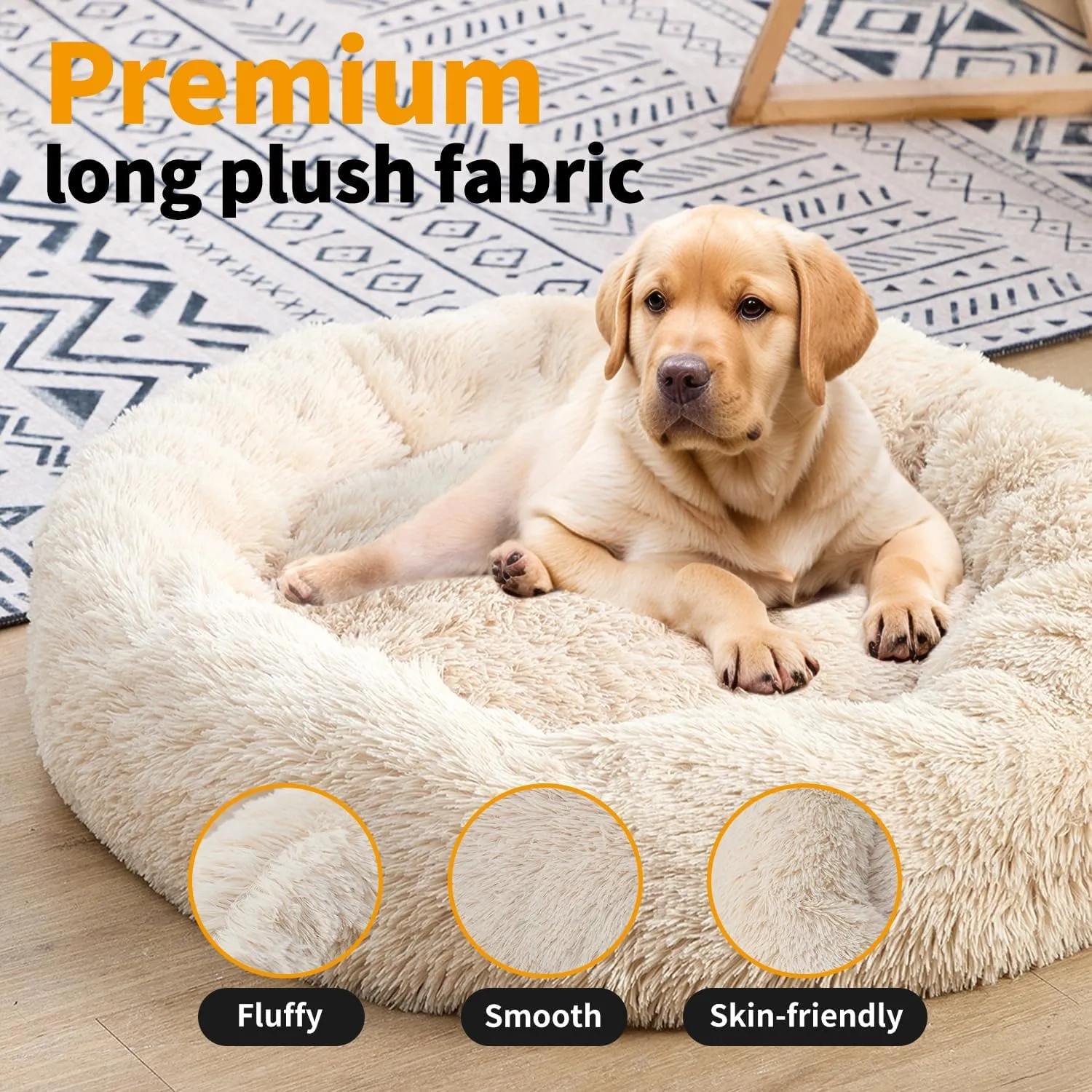 Donut Dog Bed, Dog Beds, Cat Bed, Washable Round Bed for Small Dogs, Indoor (Light Grey, 24", S)
