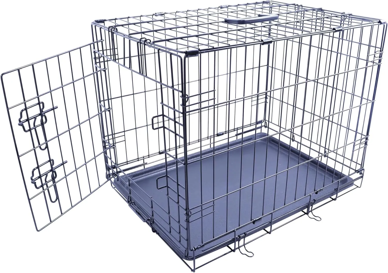 Durable, Foldable Metal Wire Dog Crate with Tray, Single Door, 24 x 16.7 x 19 Inches, Black