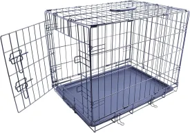 Durable, Foldable Metal Wire Dog Crate with Tray, Single Door, 24 x 16.7 x 19 Inches, Black