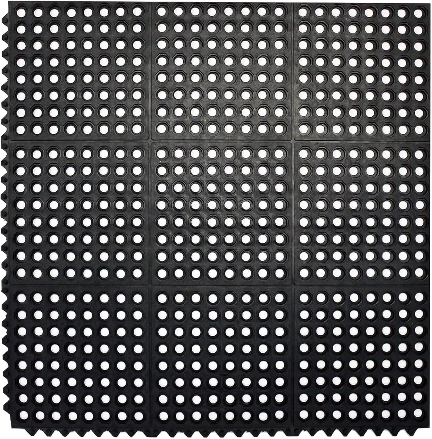 Envelor Interlocking Rubber Floor Mat for Restaurant Kitchen Floor Anti Fatigue Bar Door Mat Non-Slip Indoor Outdoor Shower Pool Drainage, Durable Garage Flooring 36 x 36 Inch