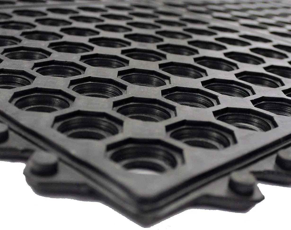 Envelor Interlocking Rubber Floor Mat for Restaurant Kitchen Floor Anti Fatigue Bar Door Mat Non-Slip Indoor Outdoor Shower Pool Drainage, Durable Garage Flooring 36 x 36 Inch