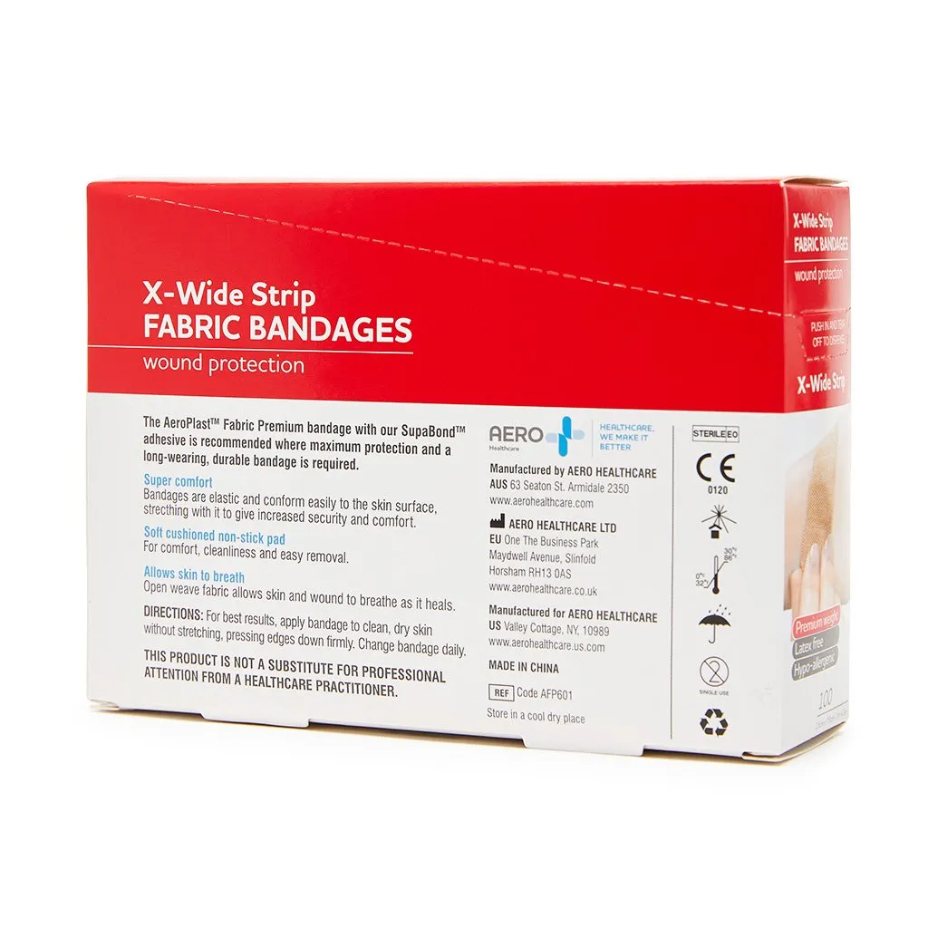 Fabric Dressing Strips Extra Wide Latex Free  2.5cm x 7.5cm (100)