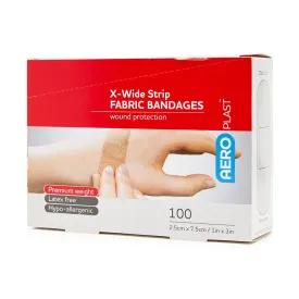 Fabric Dressing Strips Extra Wide Latex Free  2.5cm x 7.5cm (100)