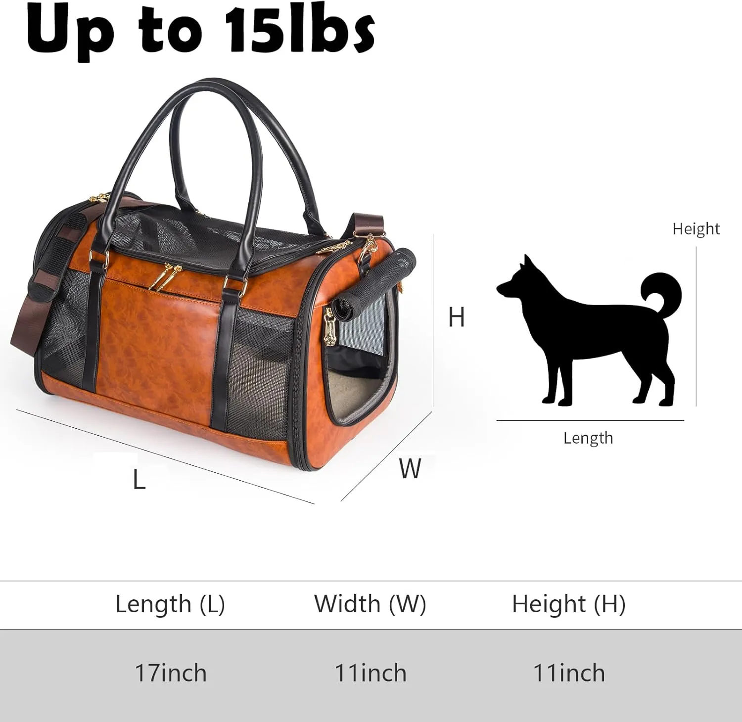 Fashion Pet Carrier Dogs Cat Small Animals Purse Bag, Leather Pet Carriers Dog Puppy Kitten Tote Travel Handbag TSA Airline-Approved (Brown)