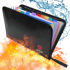 Fireproof Accordion File Organizer,Important Document Organizer,end of Life Planner Organizer BinderExpanding Portable fire Proof Document BagWaterproof Folio Holder File folders for A4 Paper