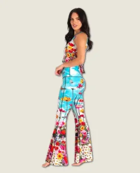 Flower Bomb Printed Bell Bottoms