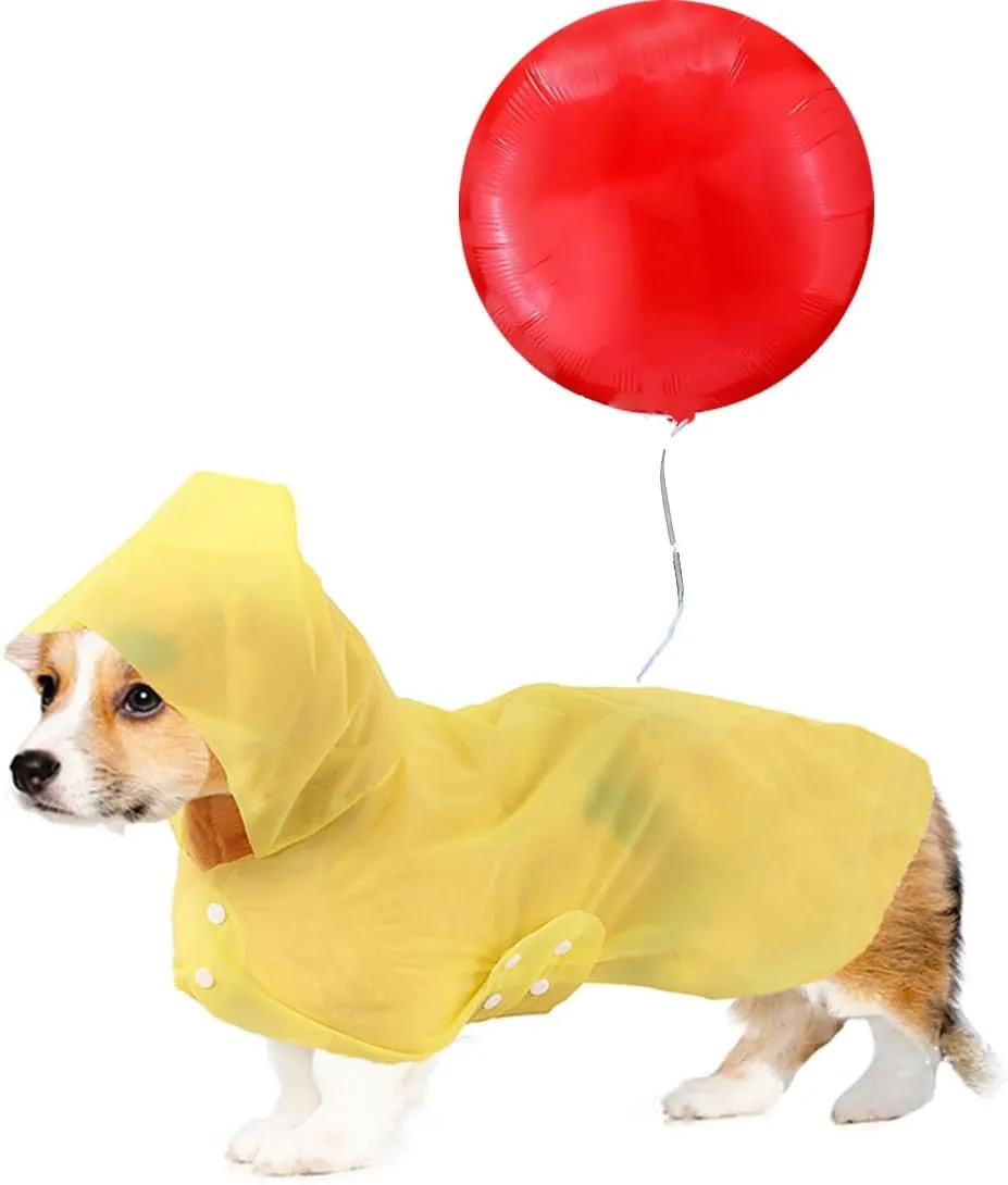 Halloween it Pet Costume,Halloween Costumes for Dogs Cats,Yellow Hooded Pet Dog Raincoat with Cool Red Balloon Kit for Halloween Cosplay Party Decor,M