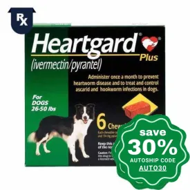 Heartgard - Plus Chewable Tablets - for Dogs 26-50 lbs - 6 TABS