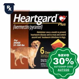 Heartgard - Plus Chewable Tablets - for Dogs 51-100 lbs - 6 TABS