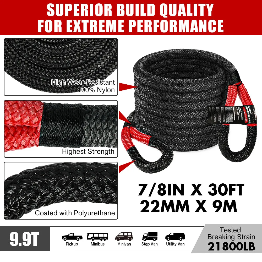 High-Strength Recovery Rope Kit, Soft Shackles, Snatch Strap - X-BULL