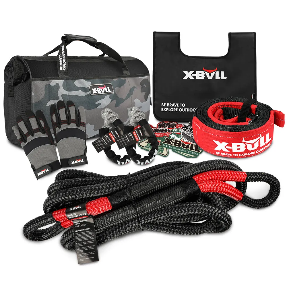 High-Strength Recovery Rope Kit, Soft Shackles, Snatch Strap - X-BULL