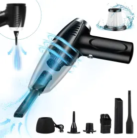 Howtine Cordless Vacuum Cleaner, Handheld Vacuum 9000Pa Strong Suction, USB Rechargeable Air Duster with Multi-nozzles and Air Blower for Home, Car, Office, Pet, Black