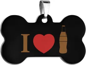 I Love Coke Stainless Steel Pet ID Tags Personalized Dog and Cat Tags Cute Collar Tags Bone Shape