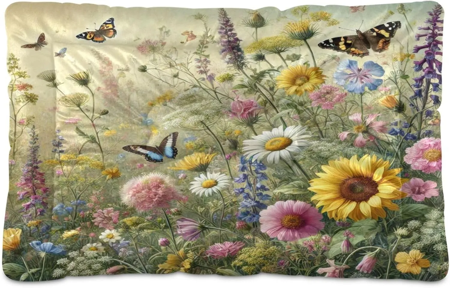 Joko Ivery Wildflowers Butterflies Dog Cat Bed for Crate Soft Crate Pad Machine Washable Sleeping Mats Anti Slip Crate Mat for Puppy Indoor Cats Dogs Pet Supplies 2418 in