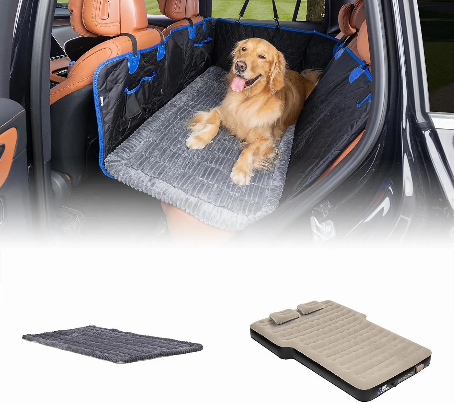 JOYTUTUS SUV Air Mattress Camping Bed Inflatable with Dog Mat Bed