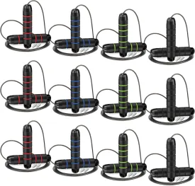 Junkin 12 Pieces Jump Ropes for Fitness with Ball Bearings Speed Jumping Rope Adjustable Skipping Rope with Foam Handles Exercise Jump Rope for Men Women Cardio Endurance Training