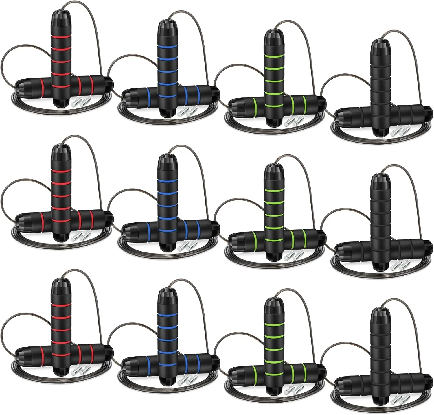 Junkin 12 Pieces Jump Ropes for Fitness with Ball Bearings Speed Jumping Rope Adjustable Skipping Rope with Foam Handles Exercise Jump Rope for Men Women Cardio Endurance Training