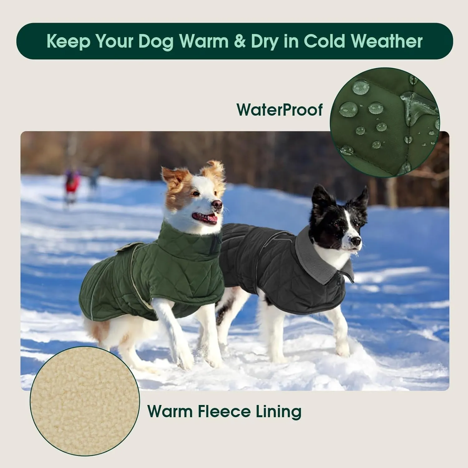 Kuoser Extra Warm Dog Jacket, Windproof Cold Weather Coats for Small Dogs, Fleece Lined Turtleneck Dog Snowsuit, Reflective Adjustable Winter Clothes, Dark Grey S