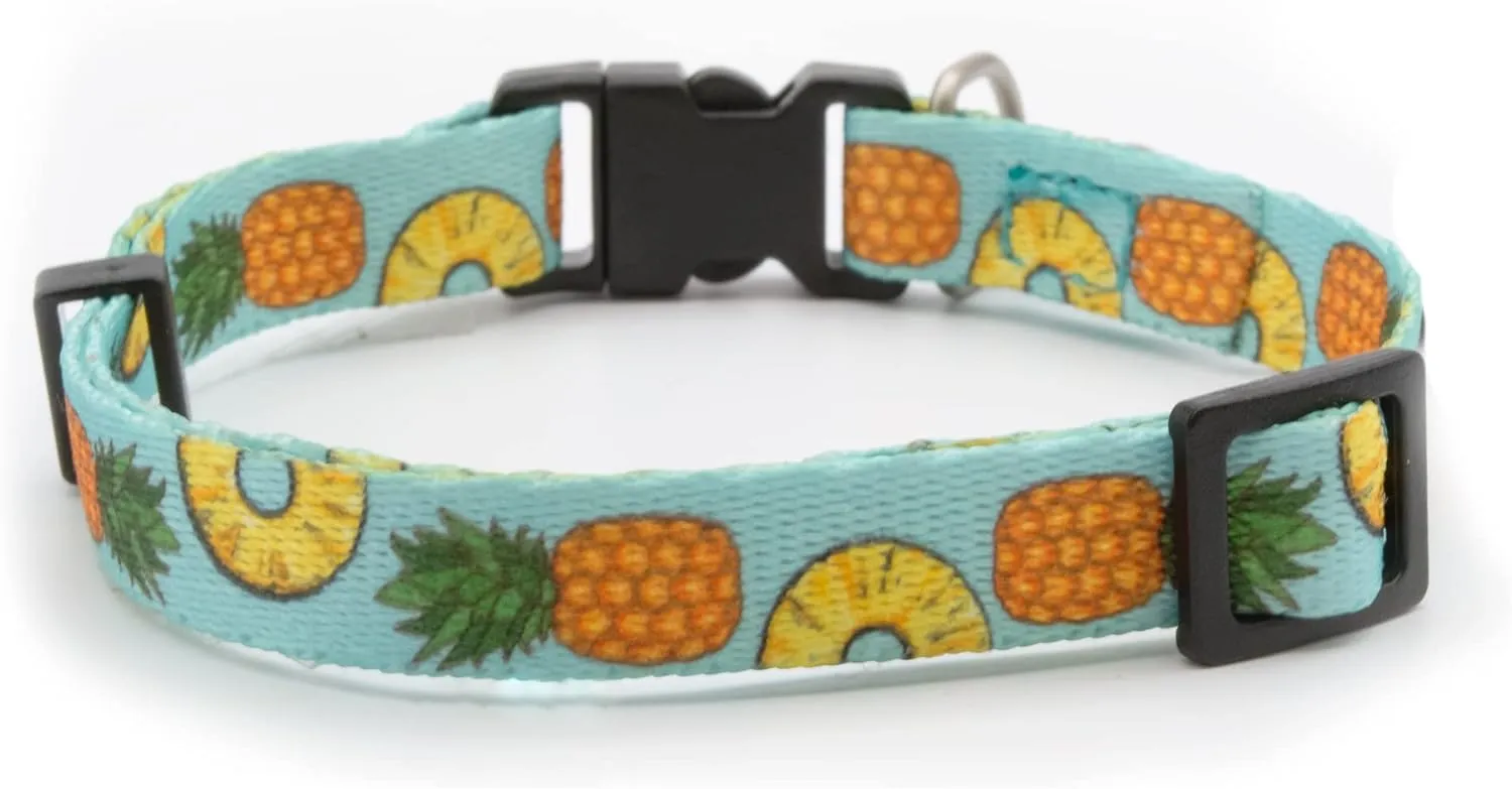 Max & Molly Urban Pets Fun & Whimsy Cat Collar w/Jingle Bell, Breakaway Safety Buckle, Adjustable Sizing & Smart ID Personalized Tag for Girl or Boy Cats/Kittens, Sweet Pineapple Design (225021)
