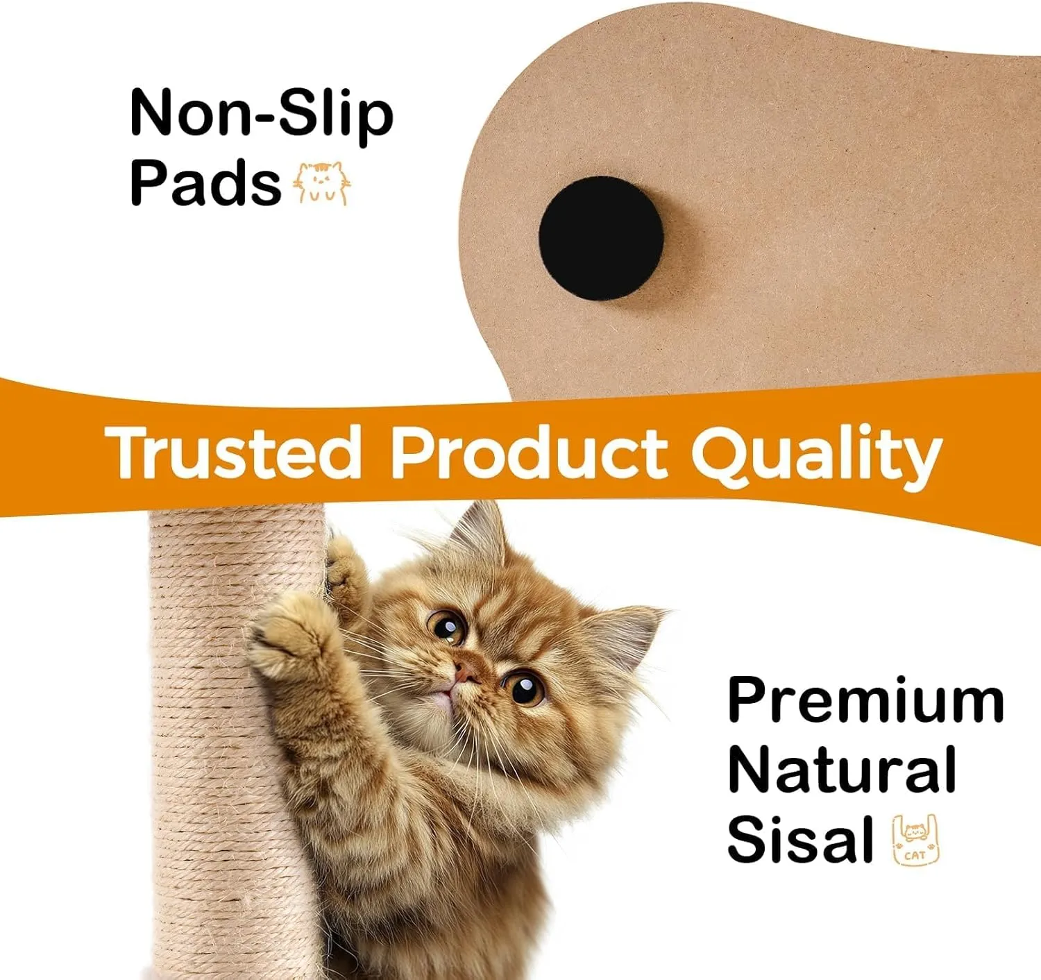 Mewoo Cat Scratching Post with Bed, Cat Tower with Scratcher Post, Small Tree for Indoor Cats, Sisal Cat Scratcher with Removable Cat Perch, Cat Ball Track and Kittens Toys (Brown, Medium)
