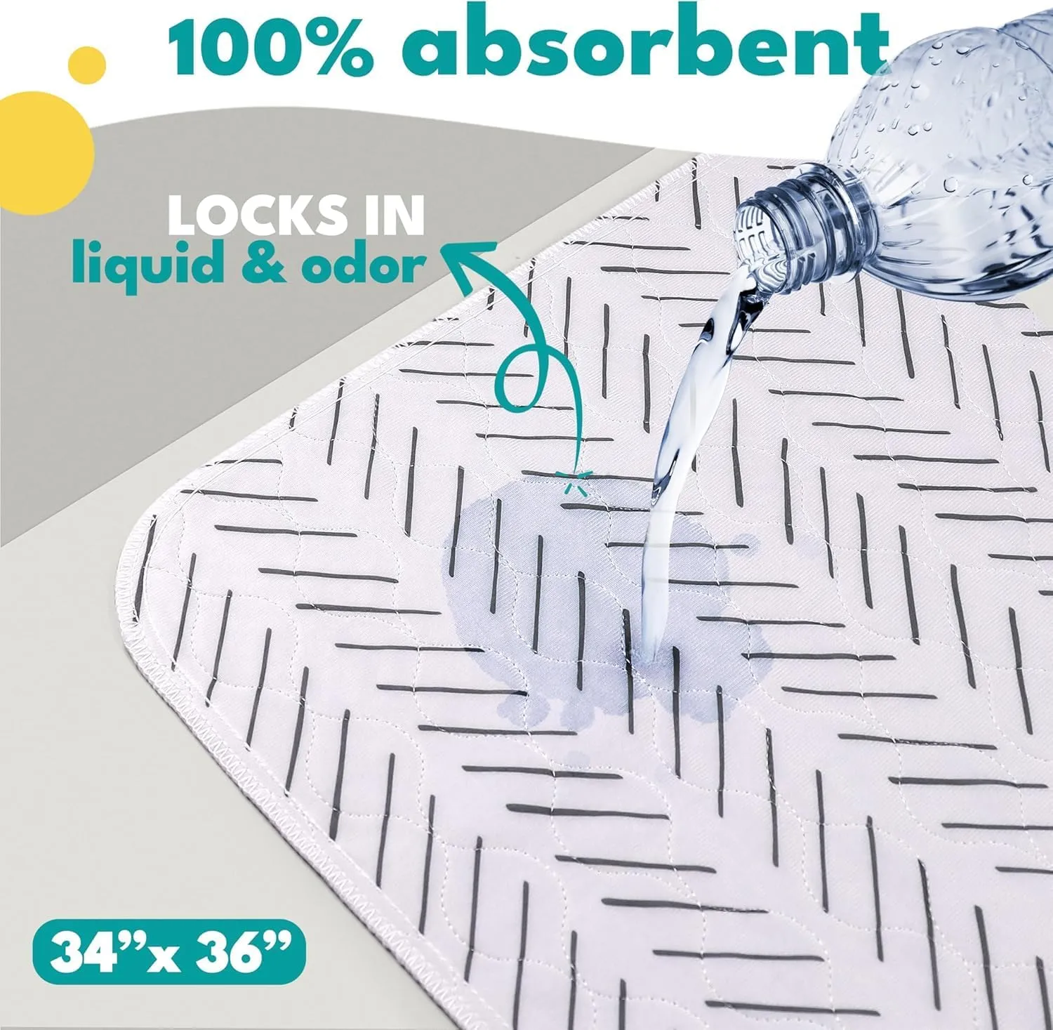 NALALAS Washable Pee Pads for Dogs - Reusable Puppy Pads, Waterproof Training Mats, Non-Slip Dog Bed Pads, 34"x36" Ultra Absorbent Whelping Pads ((2 Pack) White Mud Cloth, 34" x 36")