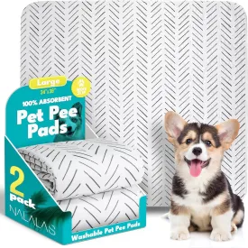 NALALAS Washable Pee Pads for Dogs - Reusable Puppy Pads, Waterproof Training Mats, Non-Slip Dog Bed Pads, 34"x36" Ultra Absorbent Whelping Pads ((2 Pack) White Mud Cloth, 34" x 36")