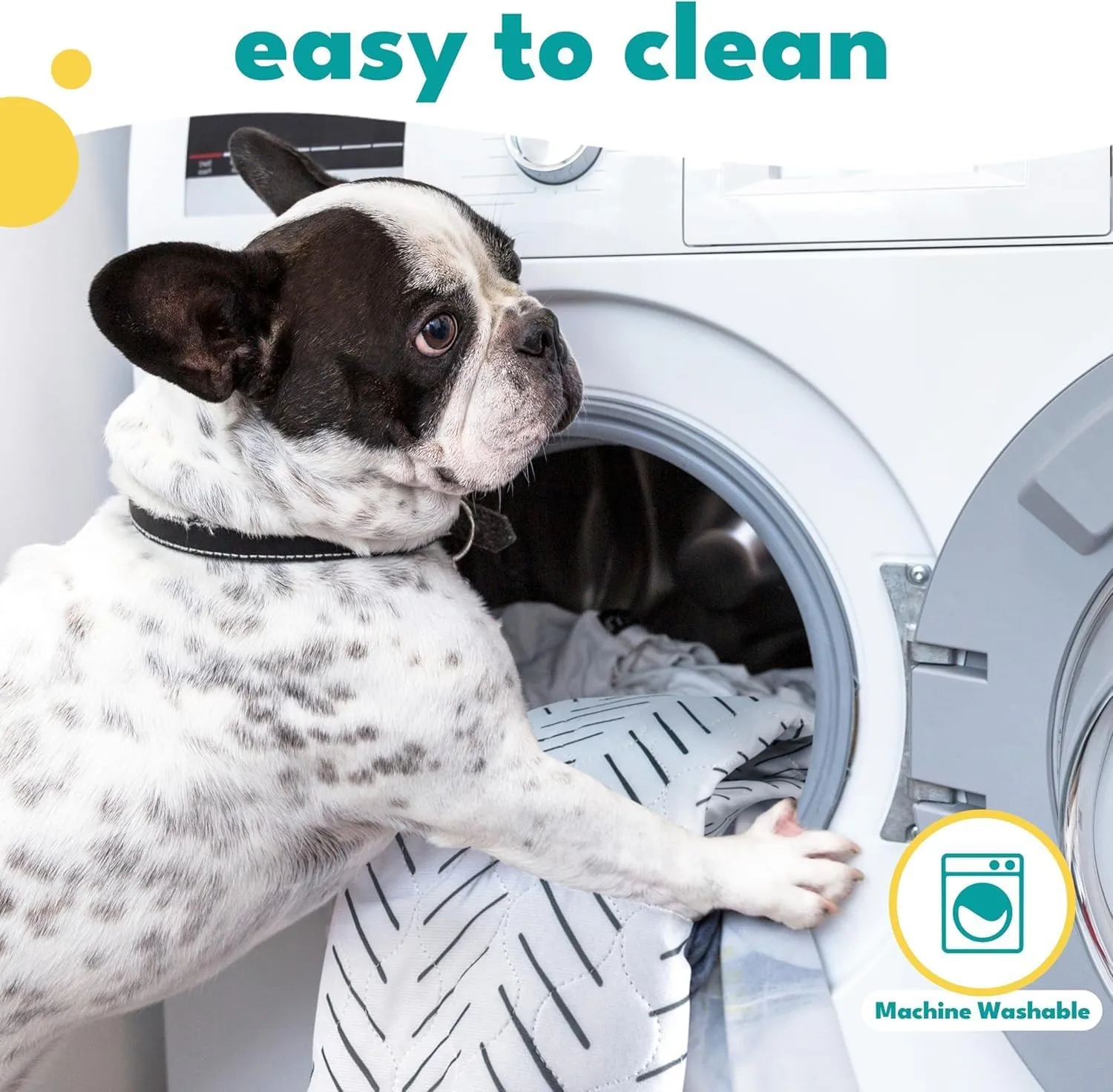 NALALAS Washable Pee Pads for Dogs - Reusable Puppy Pads, Waterproof Training Mats, Non-Slip Dog Bed Pads, 34"x36" Ultra Absorbent Whelping Pads ((2 Pack) White Mud Cloth, 34" x 36")